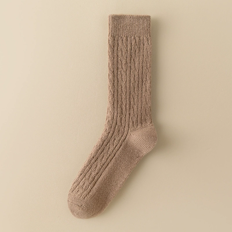 Women’s mid‑tube winter wool socks, solid colors, warm (mid‑calf)