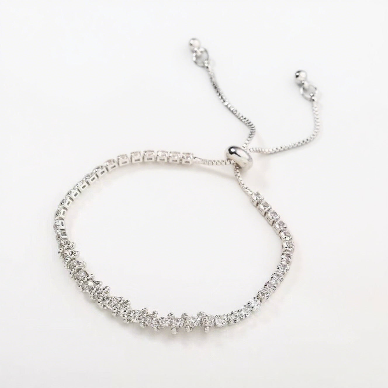 Elegant Rhinestone Claw Chain Bangle With Adjustable Round Bead_voghion.com