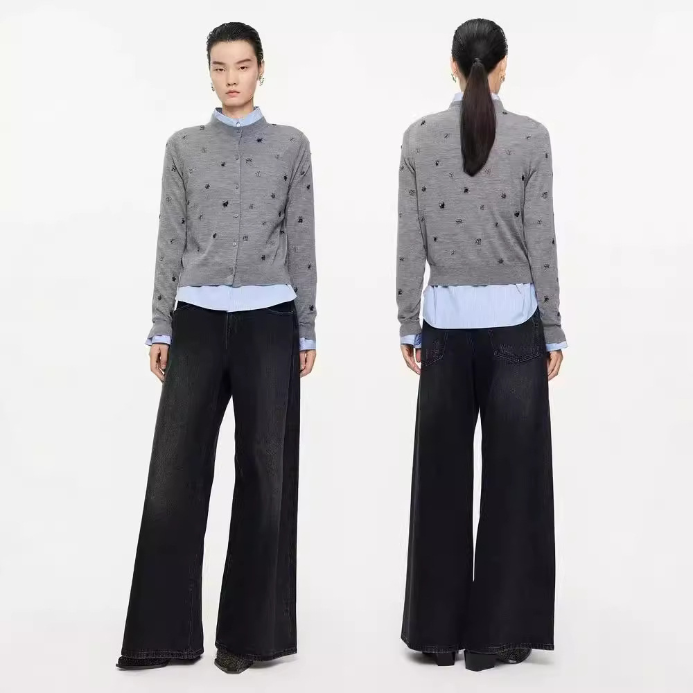 【商场同款】24秋针织开衫蝴蝶珠片绣