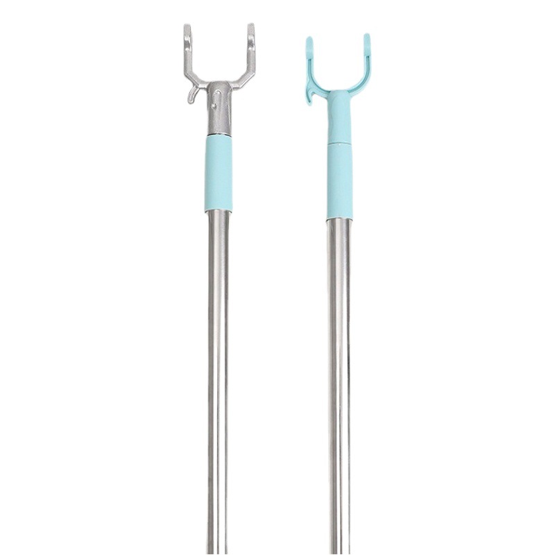 Shake the sound of direct wholesale stainless steel clothes fork retractable balcony clothes pole clothes hanger fork household clothes pole