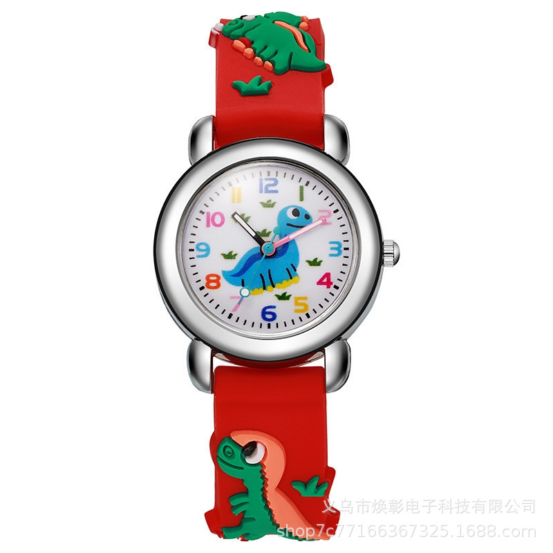Factory direct supply wholesale foreign trade cartoon watch new 3D silicone watch boys digital dinosaur children's quartz watch