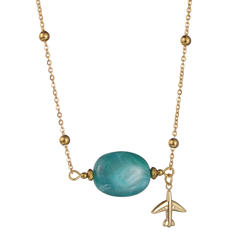 Fashion Leaf Dragonfly Stainless Steel Plating Necklace Colorza_colorza_1