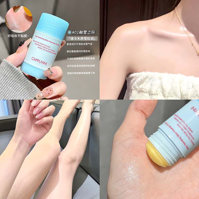 CAPPUVINI Body Water Essential Oil Stick, loción corporal sólida, crema hidratante antiadherente, crema para la piel, crema para la piel