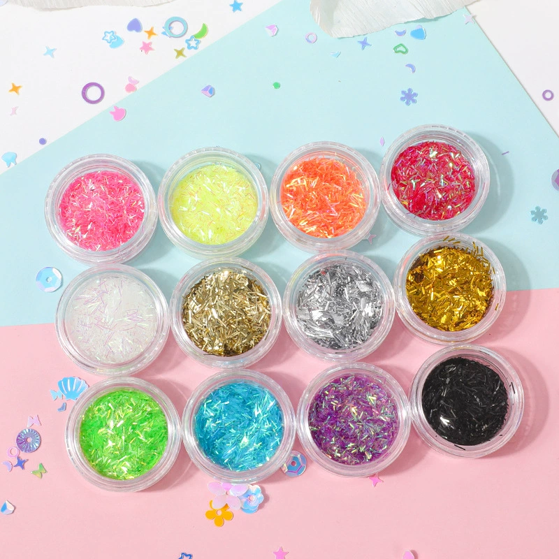 Nail sequins for contouring, nail decoration, 12 colors, gradient