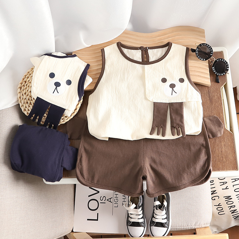 Boys' Summer Vest Set Cute Casual Western Style Children's Sleeveless Clothes Children's Baby Summer Two-piece Fashionable Set