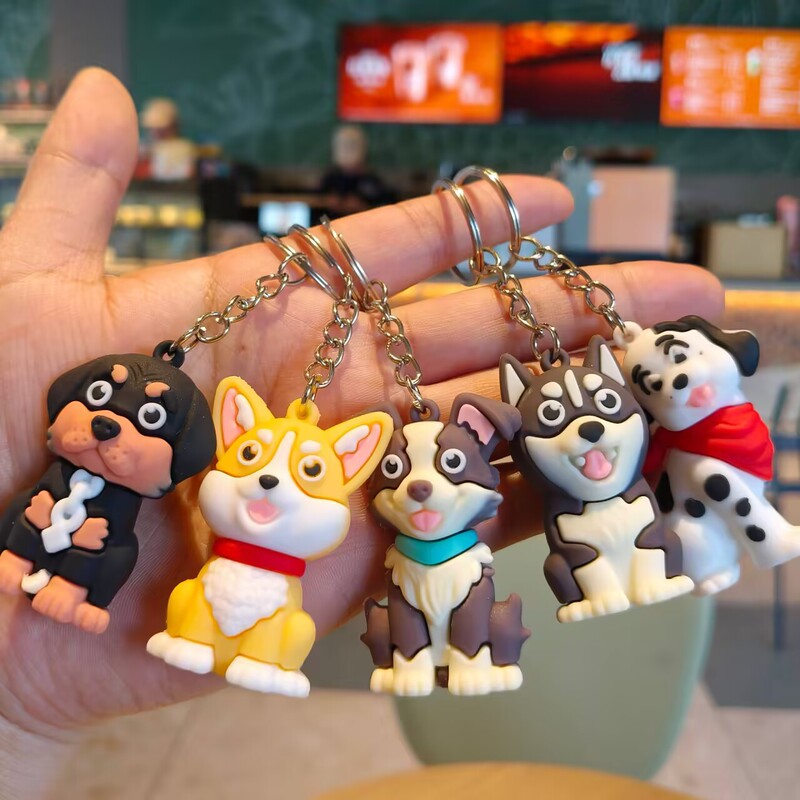 Cute Pet Dog Series Keychain Doberman Shiba Inu Doll Small Animal Keychain Mini Gift Pendant