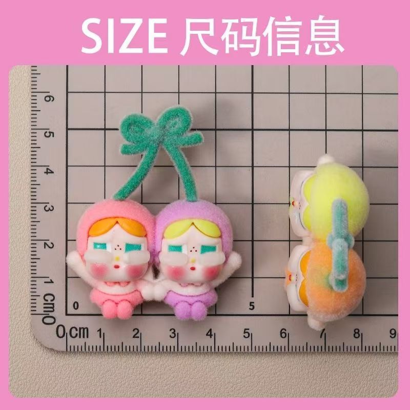 新款植绒樱桃哭娃卡通萌粒树脂办公摆件diy饰品车载配件批发ins风|undefined