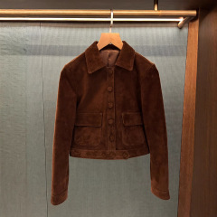 古いお金の風の皮の服のレトロな輸入の高級なカシミヤの本革の皮の服の女性の革のジャケットの短いタイプのコート