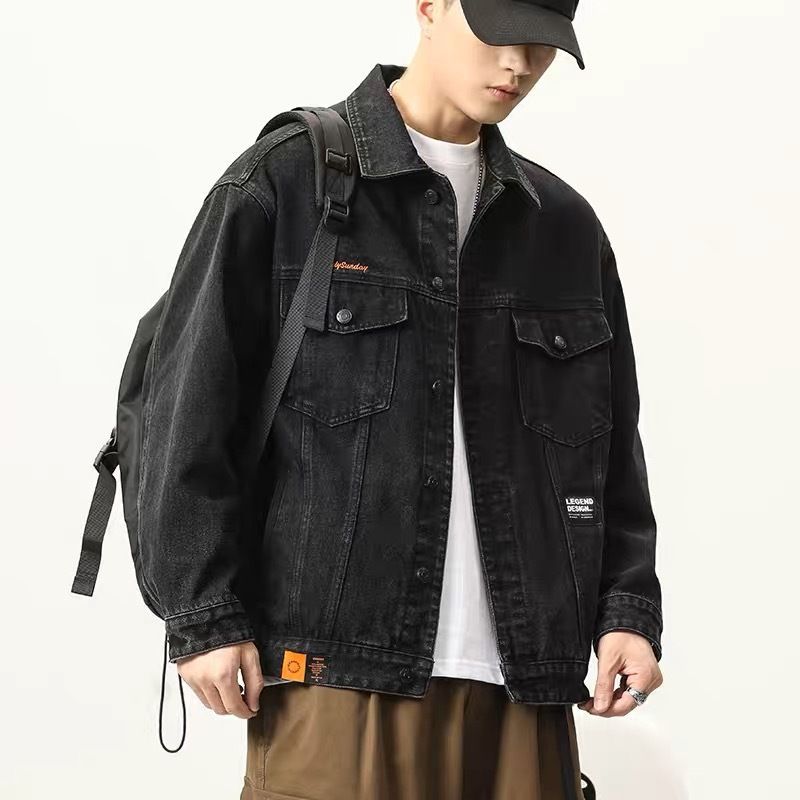 하이 엔드 데님 재킷 남자의 봄과 가을 남자의 느슨한 재킷 남자의 패셔너블 옷깃 캐주얼 뉴 스타일 핸즈몰 작업복 탑