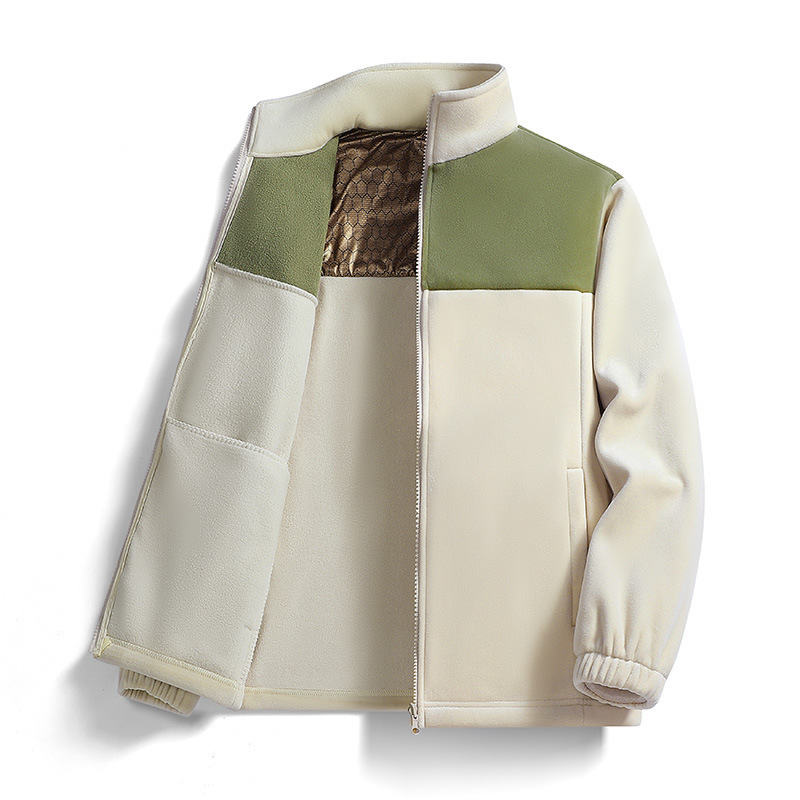 Cross-Border Men's Polar Fleece Color-Blocked Stand-Up Collar Warm Casual Versatile Men's Jacket Winter Simple Windproof Cotton Jacket for Men Cross-Border Men's Polar Fleece Color-Blocked Stand-Up Collar Warm Casual Versatile Men's Jacket Winter Simple Windproof Cotton Jacket for Men