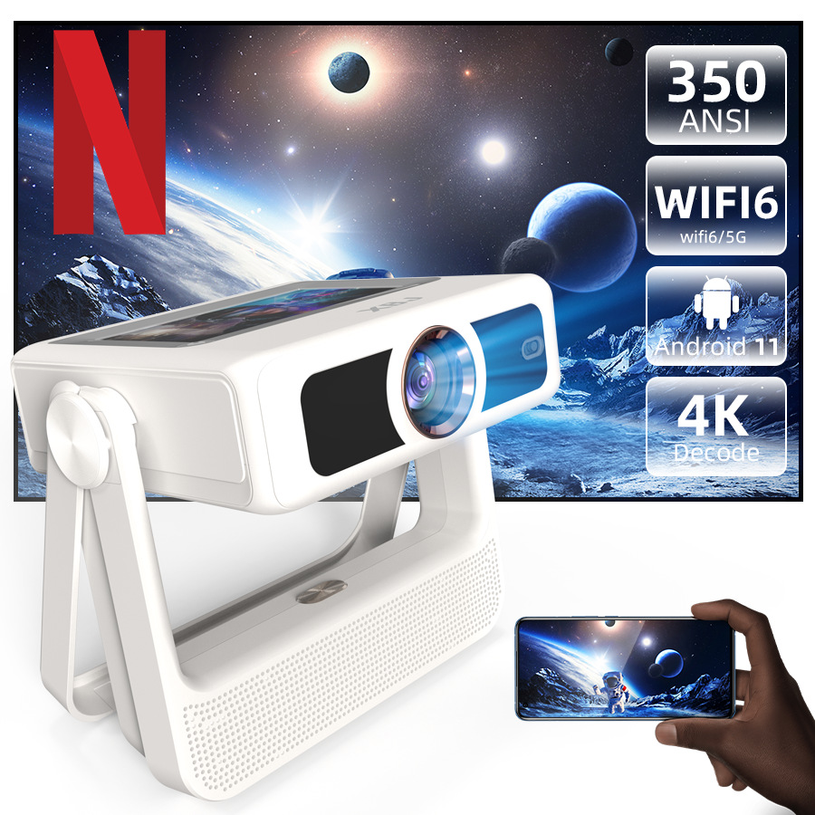 Home High-Definition Projector Can Be Connected to Mobile Phone and Computer Living Room and Bedroom Dual-Screen Portable Projector Overseas English Version