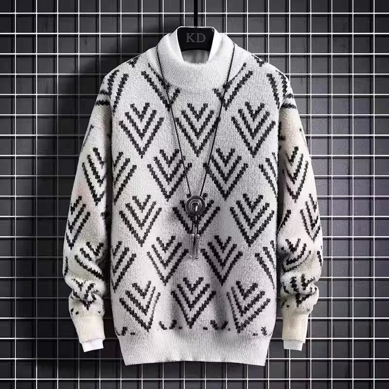 ins no puede pagar la pelota otoño invierno suéter de cuello medio alto hombre coreano abrigo camiseta de punto gruesa camiseta de base adolescente