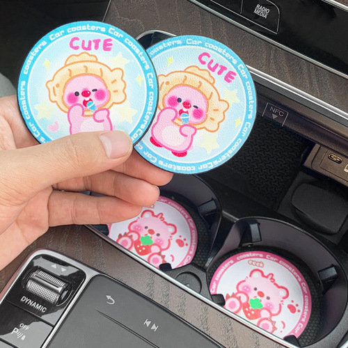 Car water coaster, universal door slot storage mat, car storage slot anti-slip mat, cute cartoon decoration supplies in the car