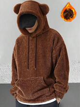 P 25470 Hooded Coral Fleece Bear Ear Sweatshirt �ܶ��Bñ�l��