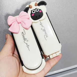 Foldable, Compact, Portable Airbag Massage Comb, High-Looking Milky White Fluffy Comb with Removable Lenses