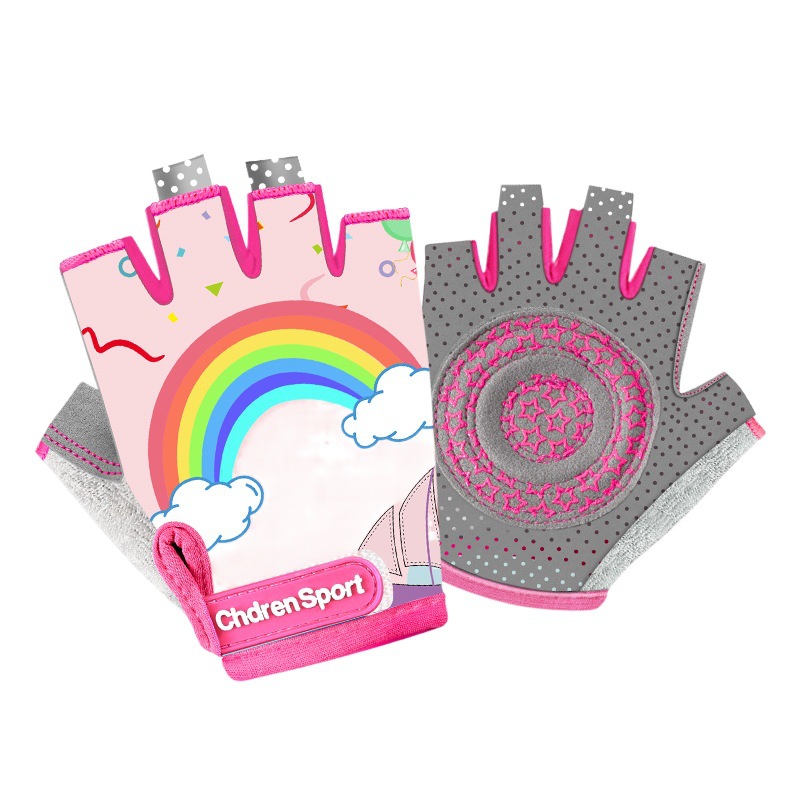 Guantes de medio dedo para niños que montan protección delgada patinaje antideslizante almohadilla de Palma niños y niñas deportes bicicleta equilibrio Coche