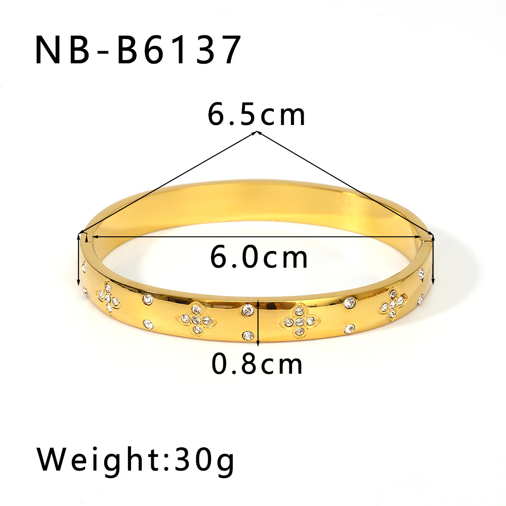 304 Stainless Steel Material IG Style Round 304 Stainless Steel Zircon Bangle In Bulk