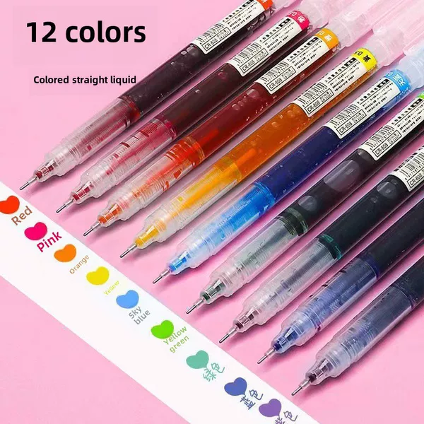 Color Direct Liquid Quick-drying Watercolor Pen Large Capacity Smooth Painting Graffiti Notes Marker Key Hand Account Ball Pen