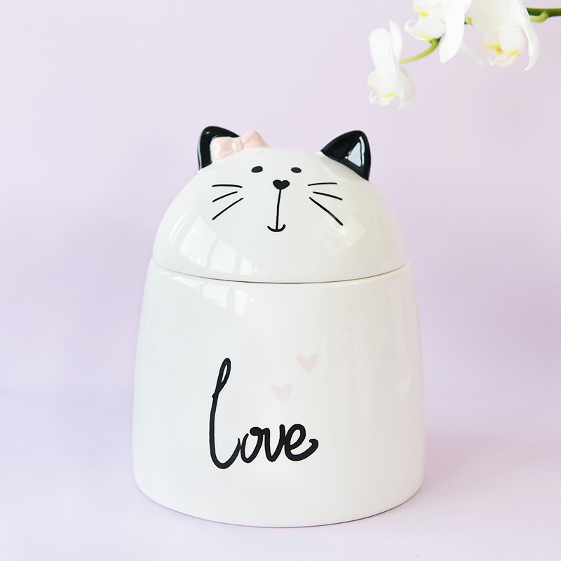 2023 nueva caja de almacenamiento ligera pintada a mano para gatos y gatos, encantadora caja de almacenamiento de cerámica ligera y ligera, pequeña y fresca