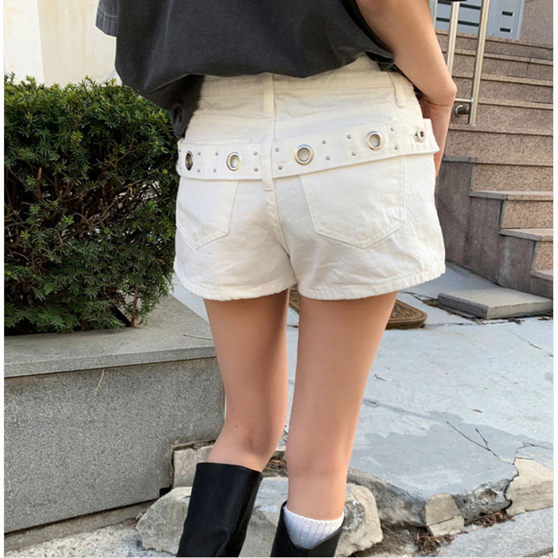 Korean Mini Denim Shorts for Women 2026 Summer New Casual Cool Metal Ring Buckle Workwear Wide-Leg Hot Pants Korean Mini Denim Shorts for Women 2026 Summer New Casual Cool Metal Ring Buckle Workwear Wide-Leg Hot Pants