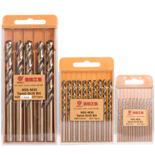 Beli Cobalt-Enhanced Drill Bit M35 Straight Shank for Stainless Steel and High-Strength Metals, Including Iron and Aluminum Alloy