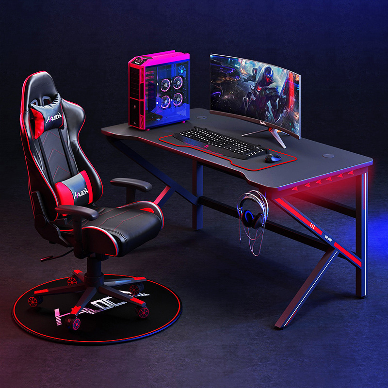 E-Sports Table Desktop Computer Table Home Study Desk Gaming Table and Chair Set Complete Set of Competitive Tables Rectangular Shape