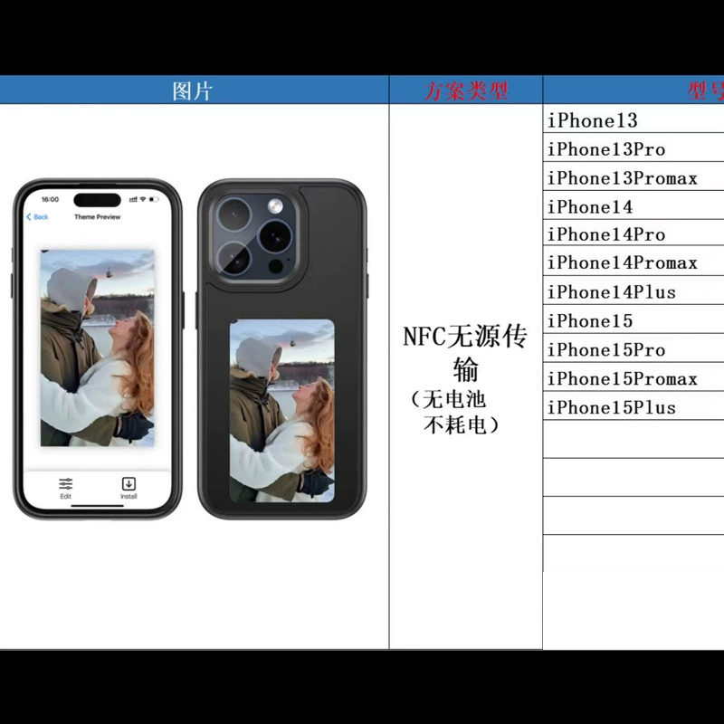 Интеллектуальный чехол с NFC, цветной чернильный экран, DIY чехол для iPhone 13–15