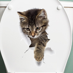 廠家外貿可愛破洞貓咪馬桶貼衛生間家居裝飾牆貼貼紙自粘批發跨境