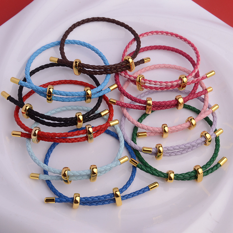 Adjustable 3mm waterproof leather rope lucky beads couple bracelet wearable 3D hard gold bracelet luantong bracelet bracelet Adjustable 3mm waterproof leather rope lucky beads couple bracelet wearable 3D hard gold bracelet luantong bracelet bracelet