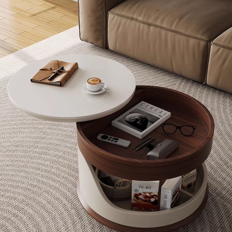 Casa pequeña moderna sala de estar de madera maciza mesa de té doméstica móvil simple sofá multifuncional carro pequeño elevación almacenamiento