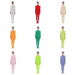 Women's High Neck Foot Opening Spandex Solid Color Stage Performance Suit Super Zentai Costume Performance Suit