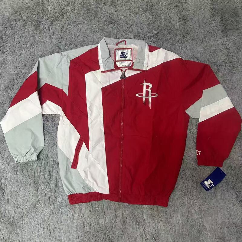 Starter Retro Basketball Nba Rockets Color-Blocked Jacket American Version Hip-Hop Street Style Vintage Jacket 339