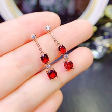 莫桑比克鸽血红石榴石耳坠925银空托耳钉5mm+4*5mm一件代发
