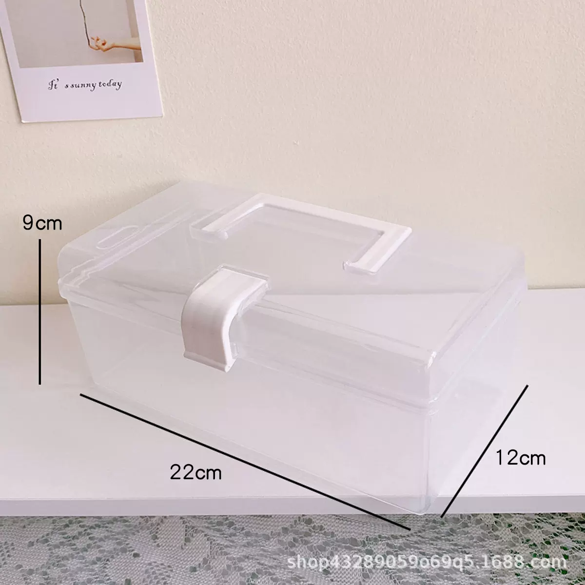 大号手提透明口罩收纳盒宿舍防尘整理盒便携，多功能大容量收纳盒