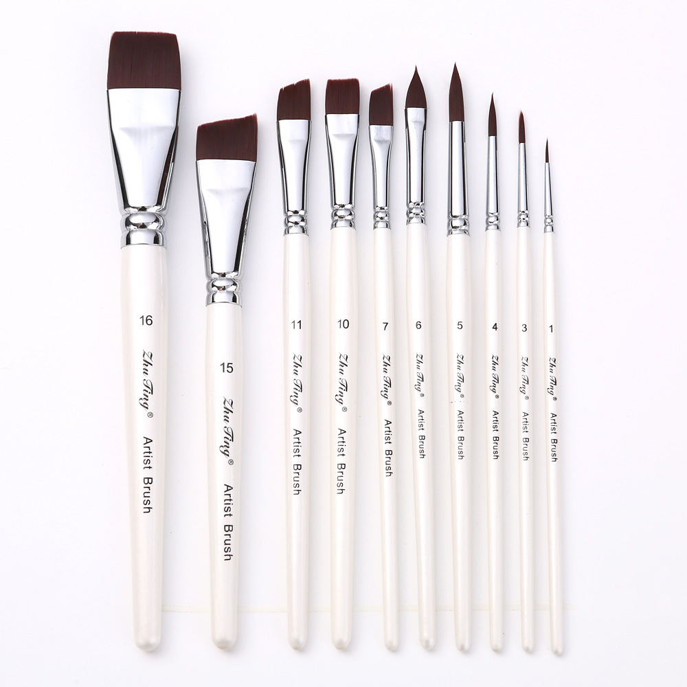 Cepillo especial para pintura facial, pincel, juego de 17 bolígrafos de gancho, bolígrafos en relieve, cepillos de fila, picos planos, picos oblicuos, pétalos