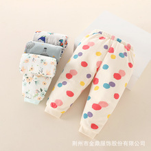 宝宝保暖裤三层夹棉内胆秋冬男童加厚长裤婴儿棉裤冬季睡裤可开档