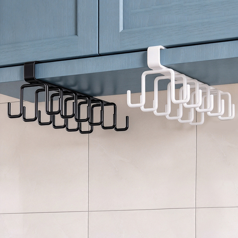 Kitchen No-Drill Double-Row Hooks, Simple and Space-Saving Cabinet Hangers, Iron Hooks, Kitchen Storage Rack, Cup Holder Kitchen No-Drill Double-Row Hooks, Simple and Space-Saving Cabinet Hangers, Iron Hooks, Kitchen Storage Rack, Cup Holder
