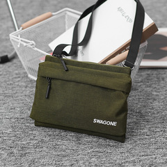 簡約休閒運動小包包女款2024春季新款百搭通用男單肩斜挎包小方包