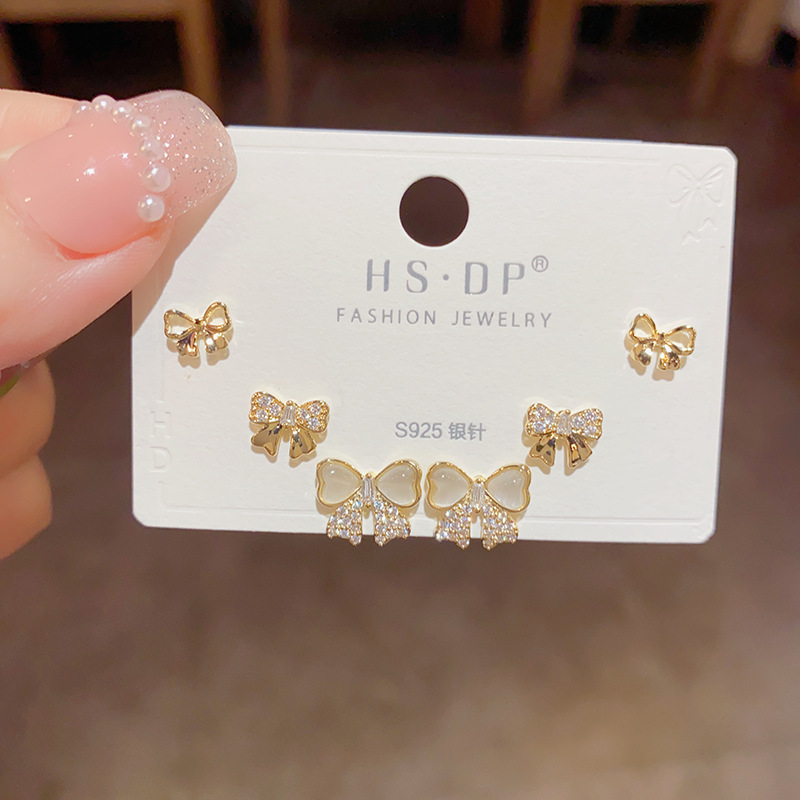 Women's Gender 1 Set Simple Style Classic Style Bow Knot Plating Copper 14K Gold Plated Ear Studs