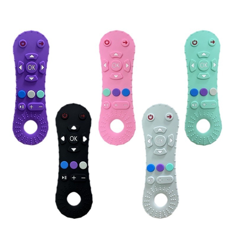 Transfronterizo bebé control remoto goma de dibujos animados masticación varilla de dentición infantil de grado alimenticio alivio del dolor de las encías varilla de molar