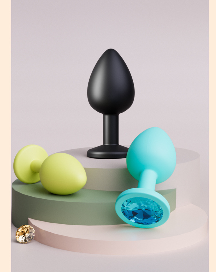 Anal Plug with Tail Design, Soft Gel, Black, Small Round Base — detail image 25