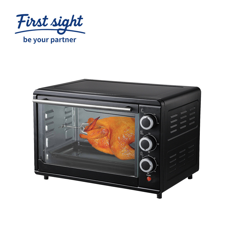 Black Three-Knob Electric Oven with Multi-Level Temperature Control and Timing, Household and Commercial Baking and Roasting Equipment