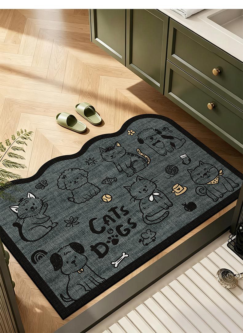Diatom Mud Floor Mat, Bathroom Water-Absorbent Non-Slip Foot Mat, Cartoon Cute Animal Washbasin Mat, Home Entrance Carpet