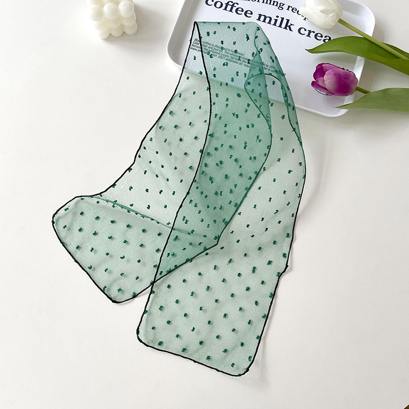 Nuevo verano cubierto de organza Polka Dot moda todo partido pequeña bufanda arco color sólido simple bufanda pequeña decorativa