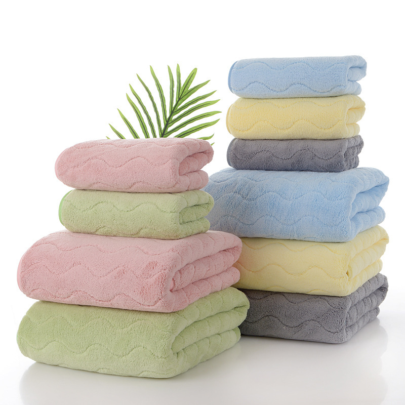 Factory wholesale towel bath towel suit thick soft suction parent-child towel hanging coral velvet towel bath towel