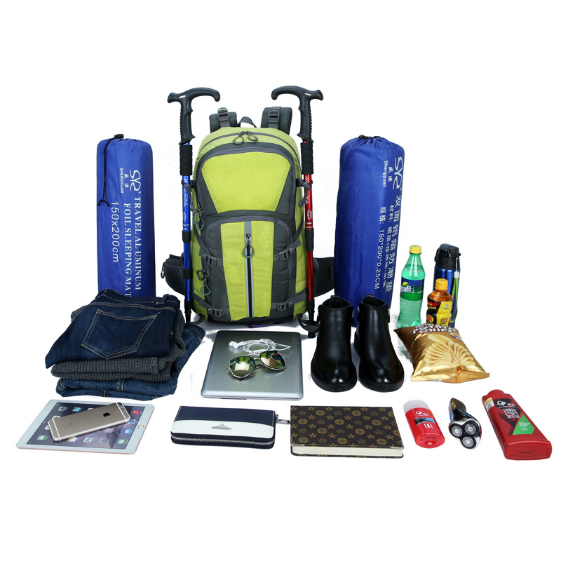 Mochila personalizada logo transfronteriza bolsa de montaña bolsa de alta capacidad al aire libre 45L bolsa de senderismo bolsa de ciclismo reflectante