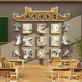 书香古诗词班级氛围教室布置装饰文化名人言黑板报墙面贴励志标语