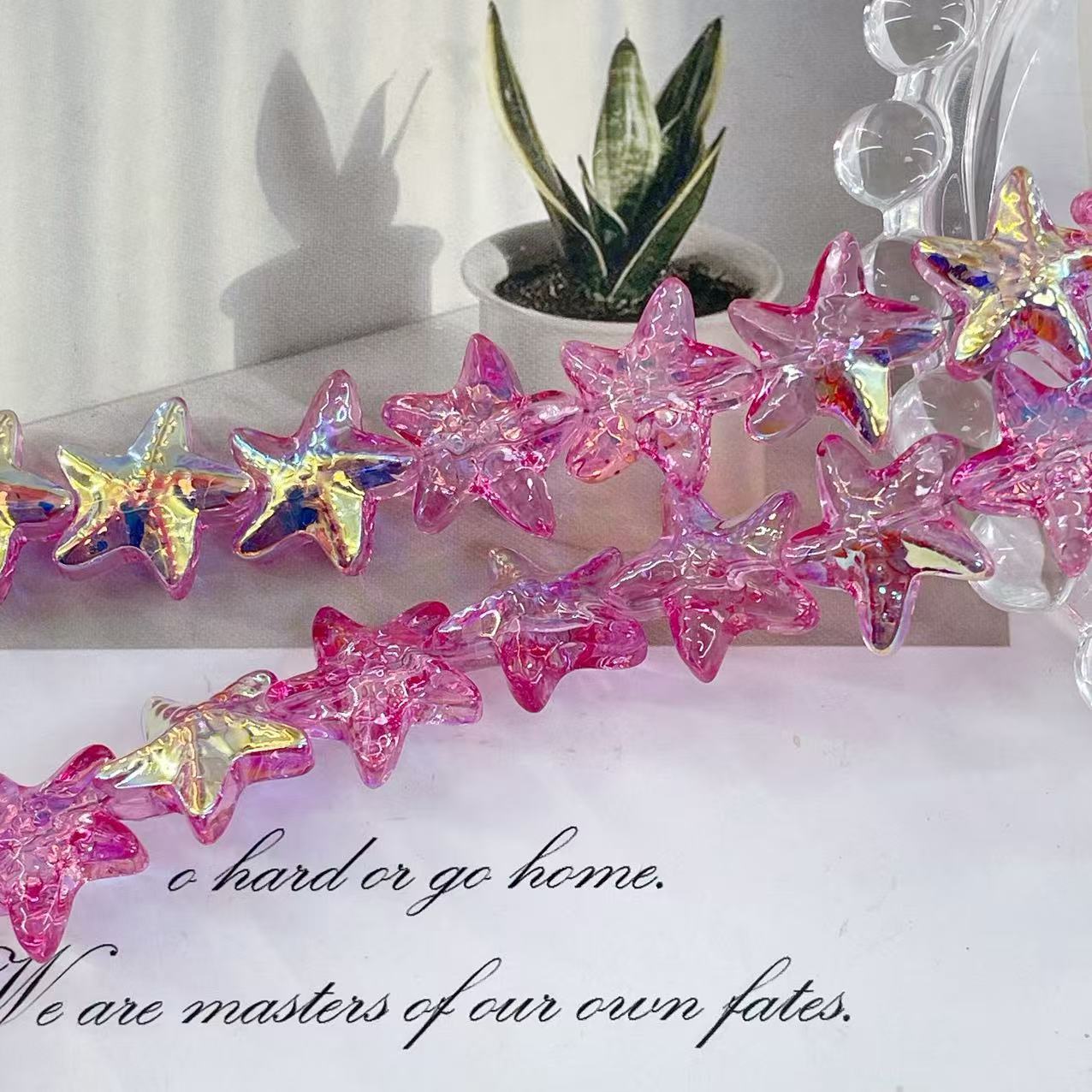 Cuentas de cristal de estrella de mar de 15 mm con orificio horizontal, cuentas de cristal K9 en forma de estrella de cinco puntas, accesorios para pulseras DIY, cuentas sueltas