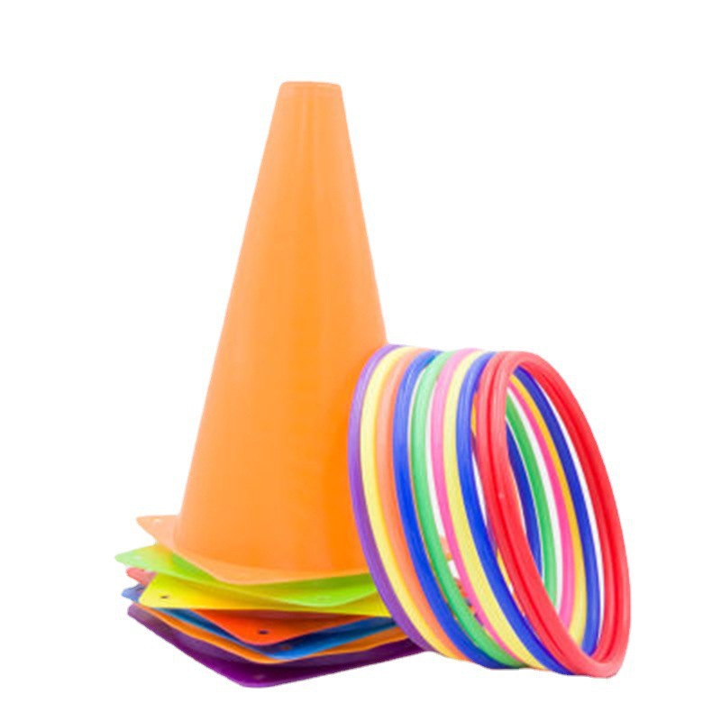 户外体育玩具训练器塑料掷投套圈亲子感应训练掷投套圈彩色障碍桶