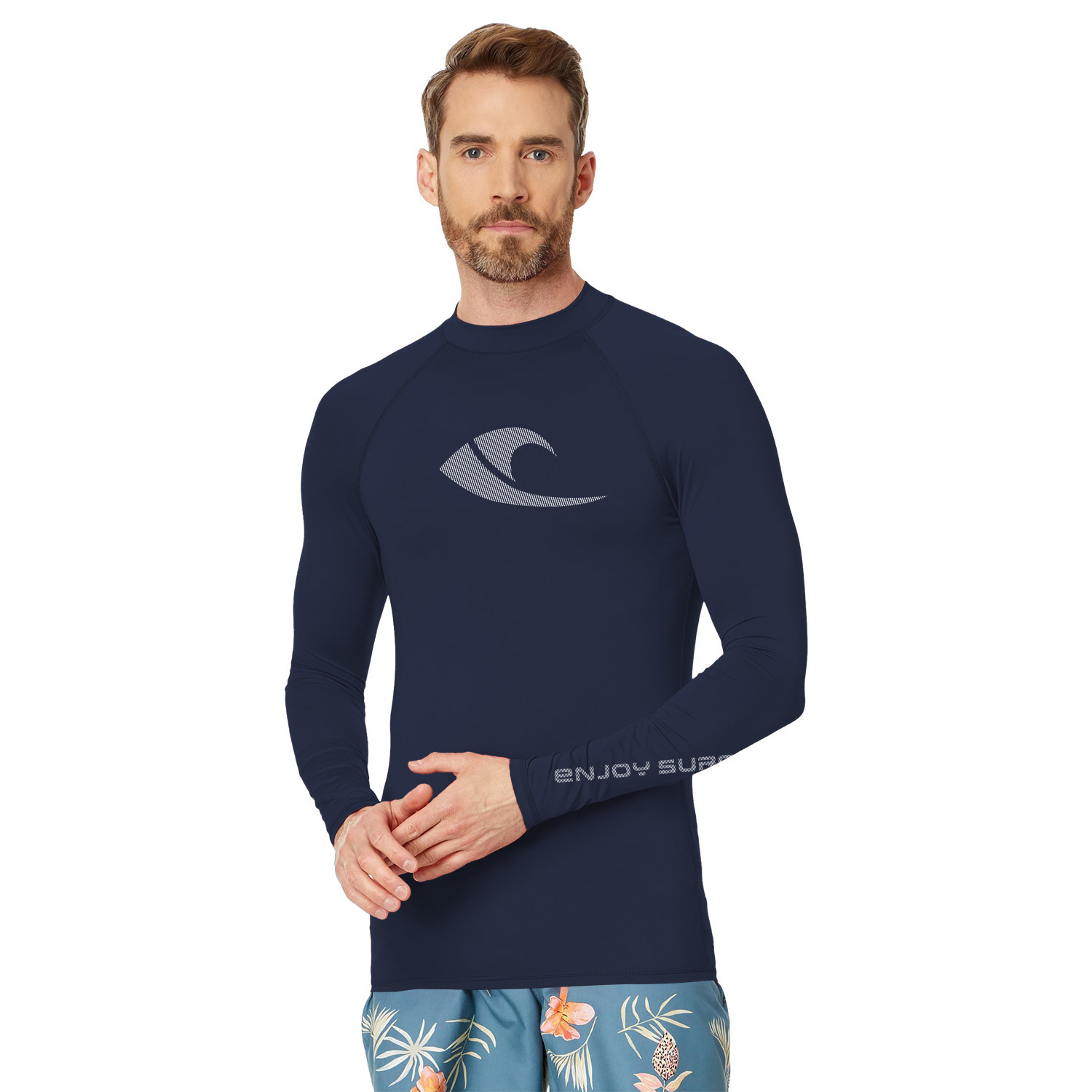 Men's Surfing Clothing Cross-Border Fitness Tops Swimwear Long-Sleeved T-Shirt Elastic Quick-Drying Tight-Fitting Sun Protection Fishing Clothing